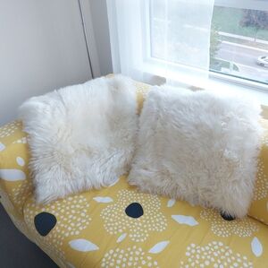 2 New Ikea Real Sheepskin Cushion Covers